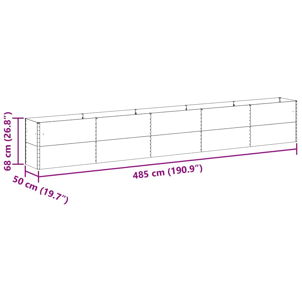 Hochbeet Hellbraun 485 x 50 x 68 cm Verzinkter Stahl