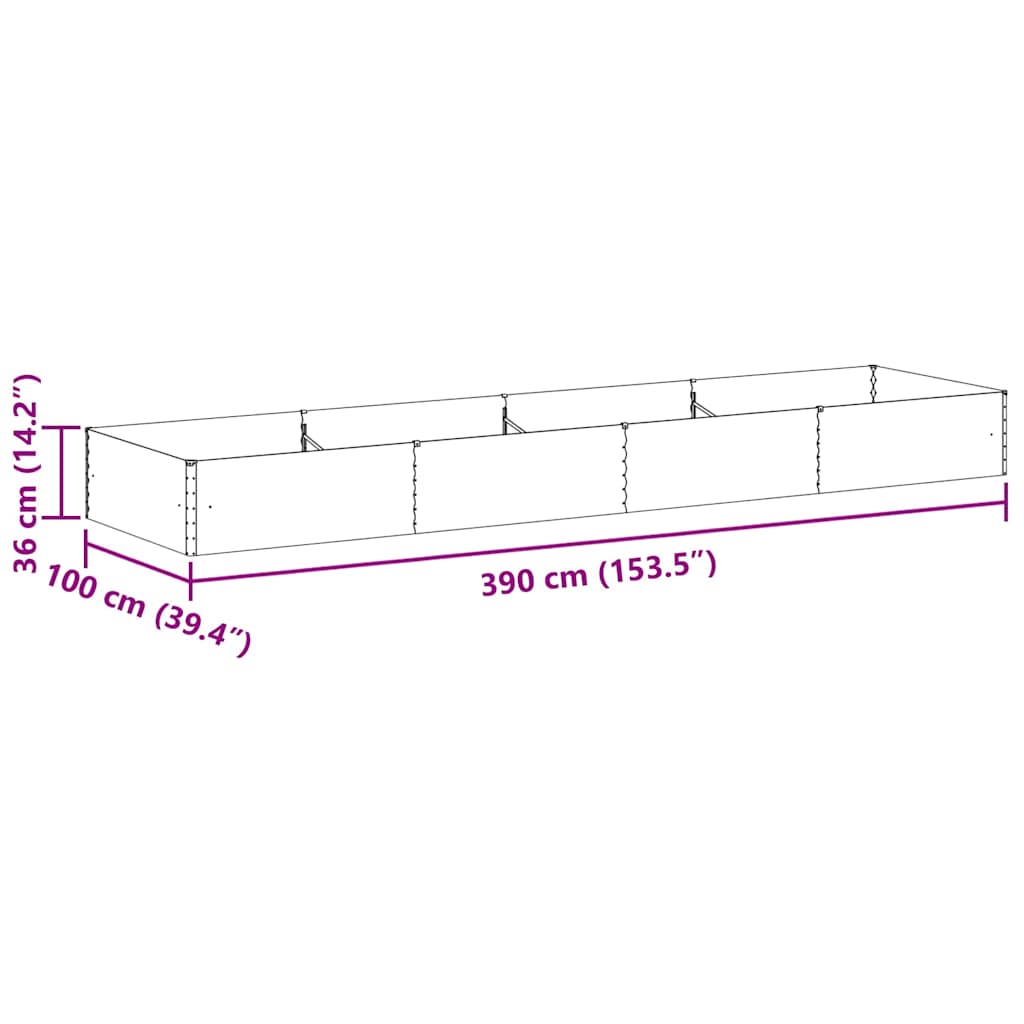 Hochbeet Hellbraun 390 x 100 x 36 cm Verzinkter Stahl