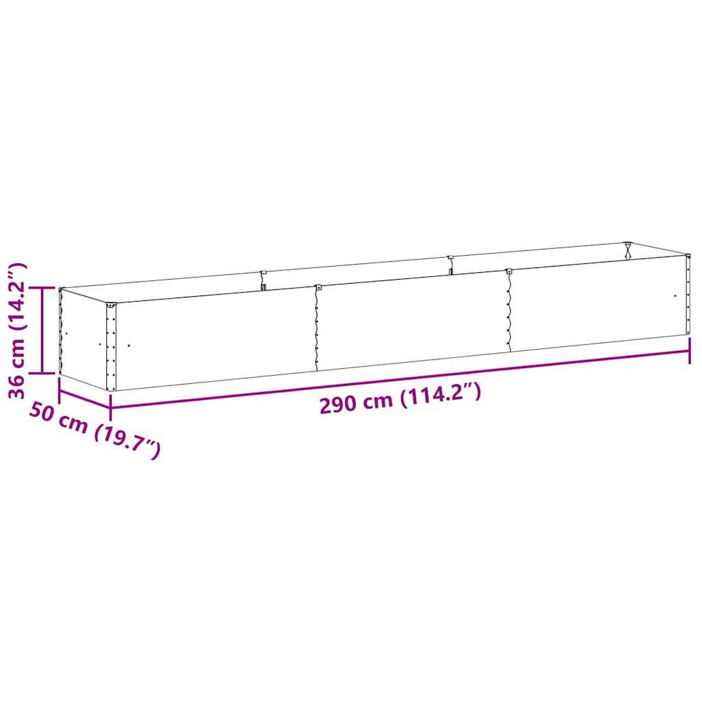 Hochbeet Hellbraun 290 x 50 x 36 cm Verzinkter Stahl