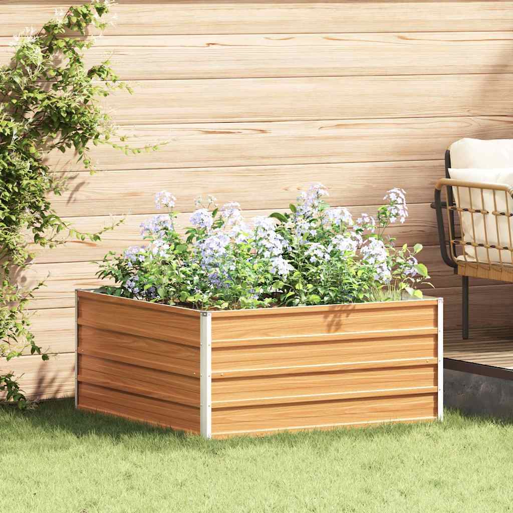 Hochbeet Hellbraun 100 x 100 x 45 cm Verzinkter Stahl