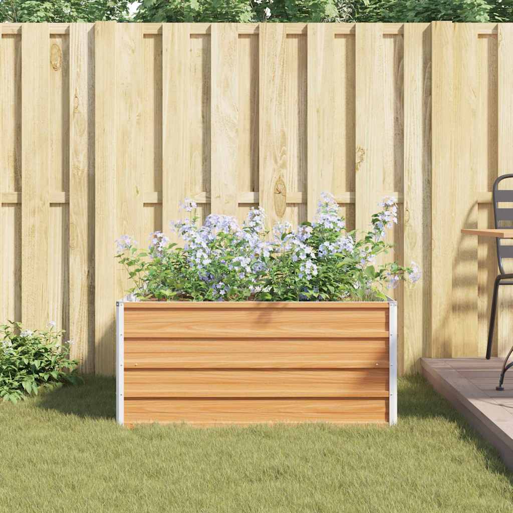 Hochbeet Hellbraun 100 x 100 x 45 cm Verzinkter Stahl