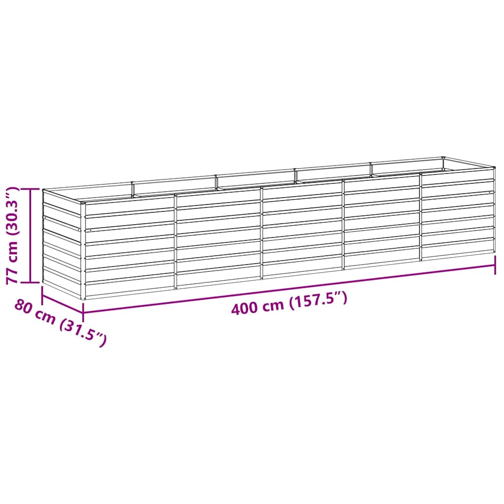 Hochbeet Hellbraun 400 x 80 x 77 cm Verzinkter Stahl