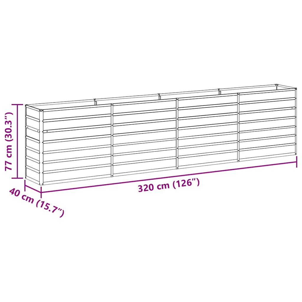Hochbeet Hellbraun 320 x 40 x 77 cm Verzinkter Stahl