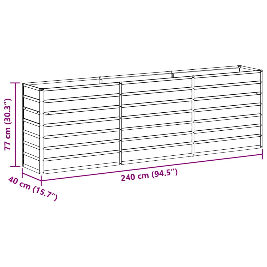 Hochbeet Hellbraun 240 x 40 x 77 cm Verzinkter Stahl