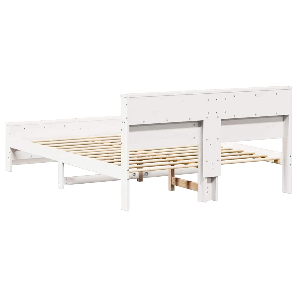 Bettgestell mit Kopfteil Weiß 140 x 200 cm Massivholz Kiefer