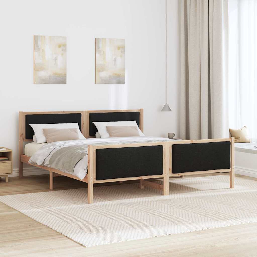 Bettrahmen mit Kopfteil Schwarz 180 x 200 cm Stoff