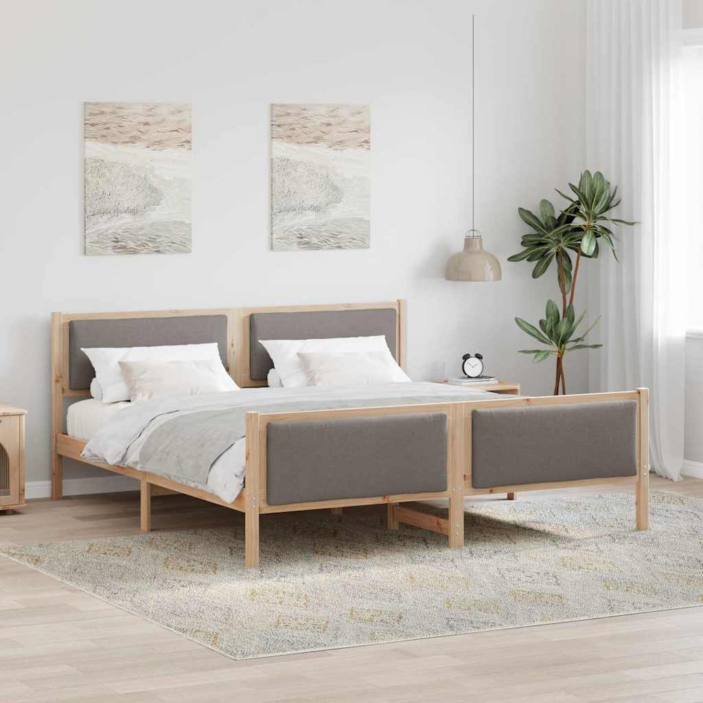 Bettrahmen mit Kopfteil Taupe 180 x 200 cm Stoff