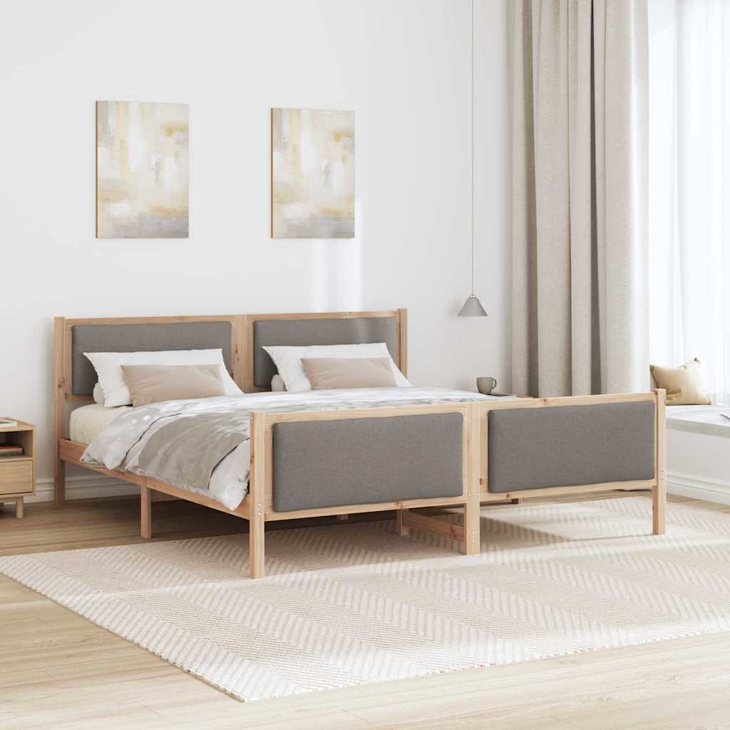 Bettrahmen mit Kopfteil Taupe 180 x 200 cm Stoff