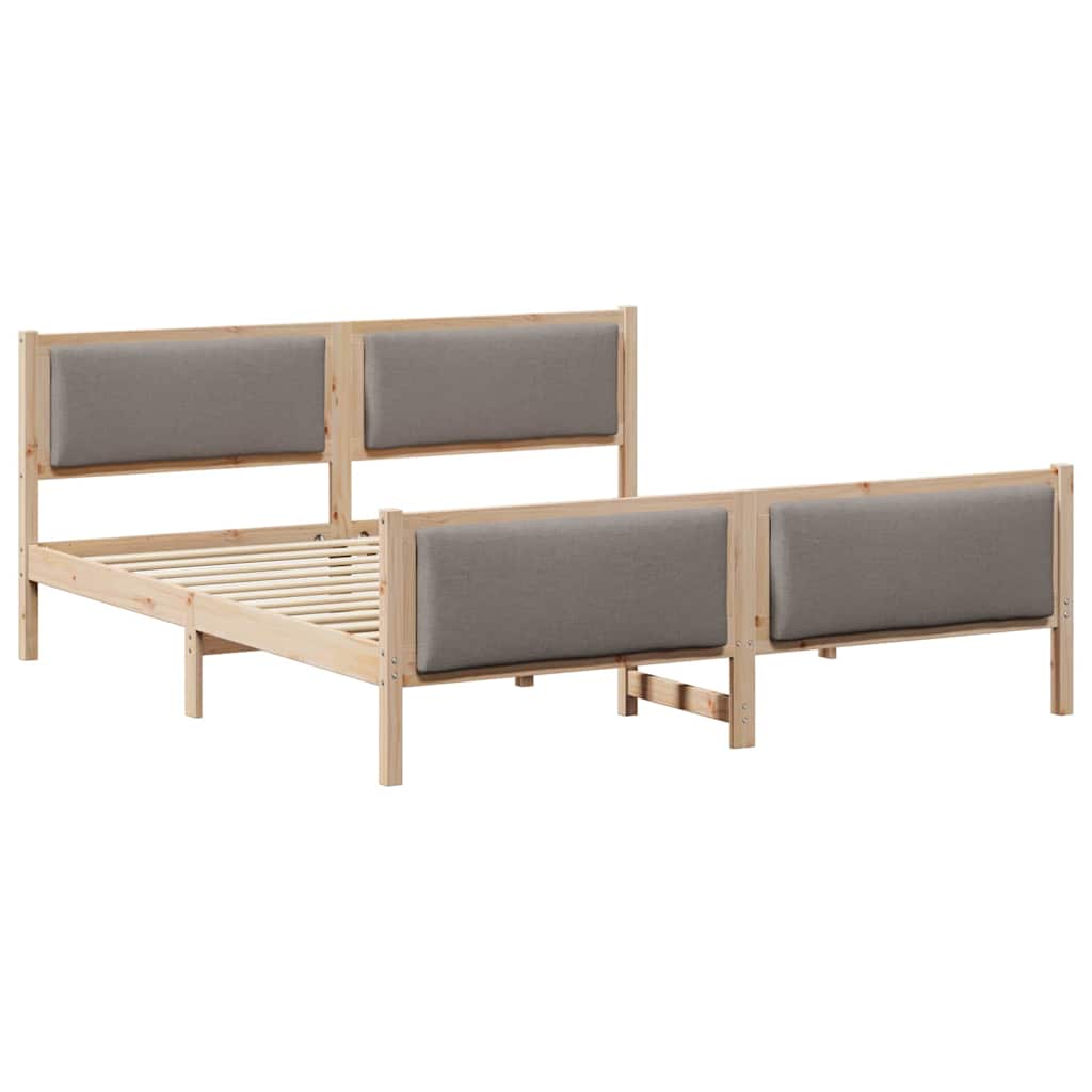 Bettrahmen mit Kopfteil Taupe 180 x 200 cm Stoff