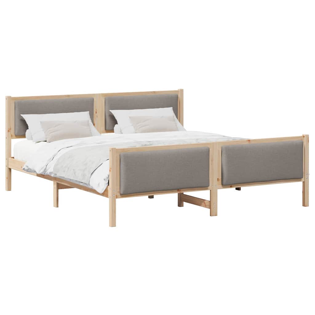 Bettrahmen mit Kopfteil Taupe 180 x 200 cm Stoff