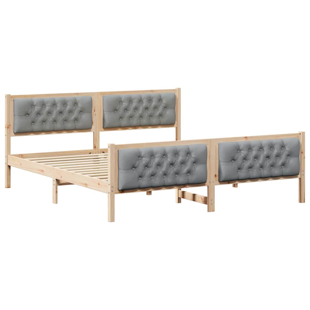 Bettrahmen Hellgrau 180 x 200 cm Massives Kiefernholz