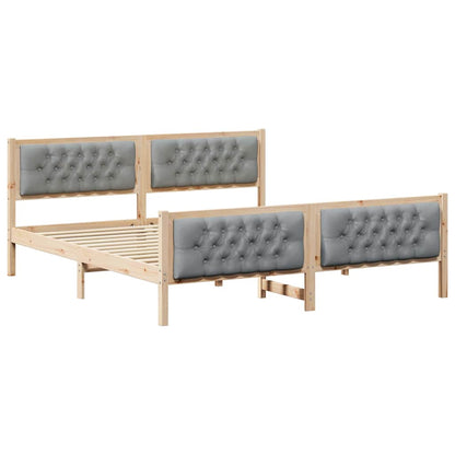 Bettrahmen Hellgrau 180 x 200 cm Massives Kiefernholz