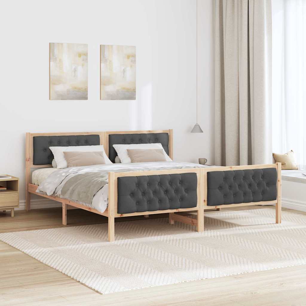 Bettrahmen Dunkelgrau 180 x 200 cm Massives Kiefernholz