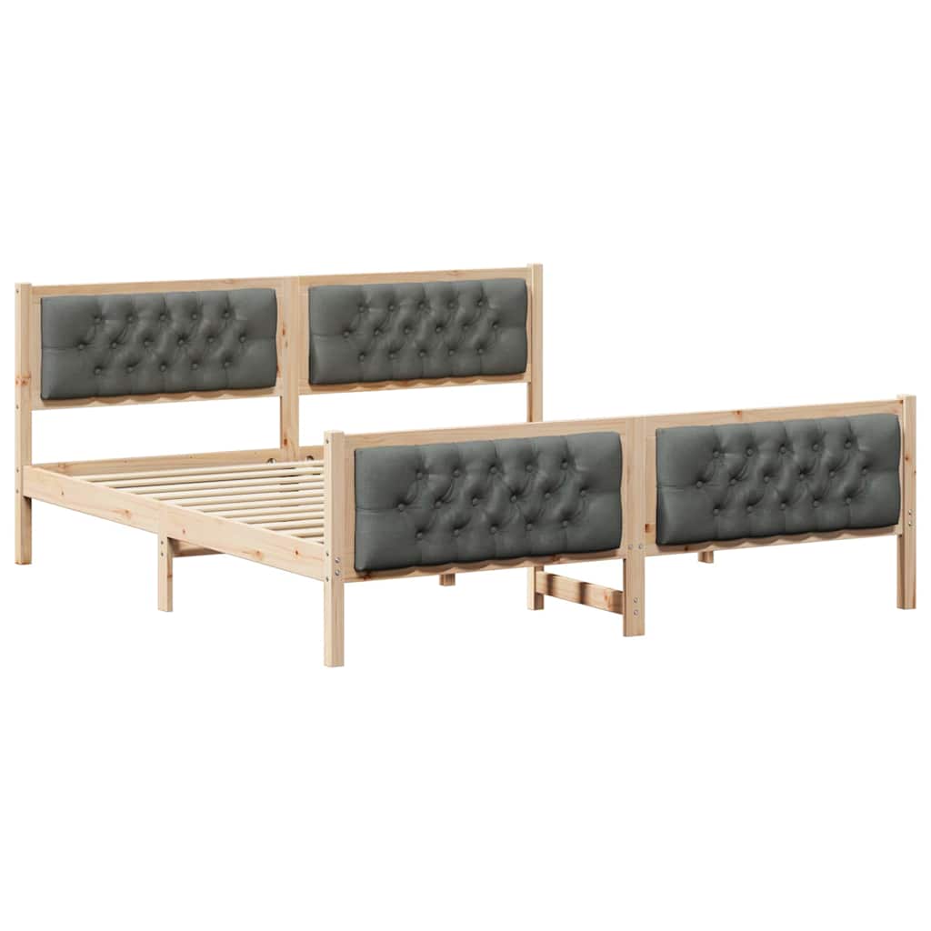 Bettrahmen Dunkelgrau 180 x 200 cm Massives Kiefernholz