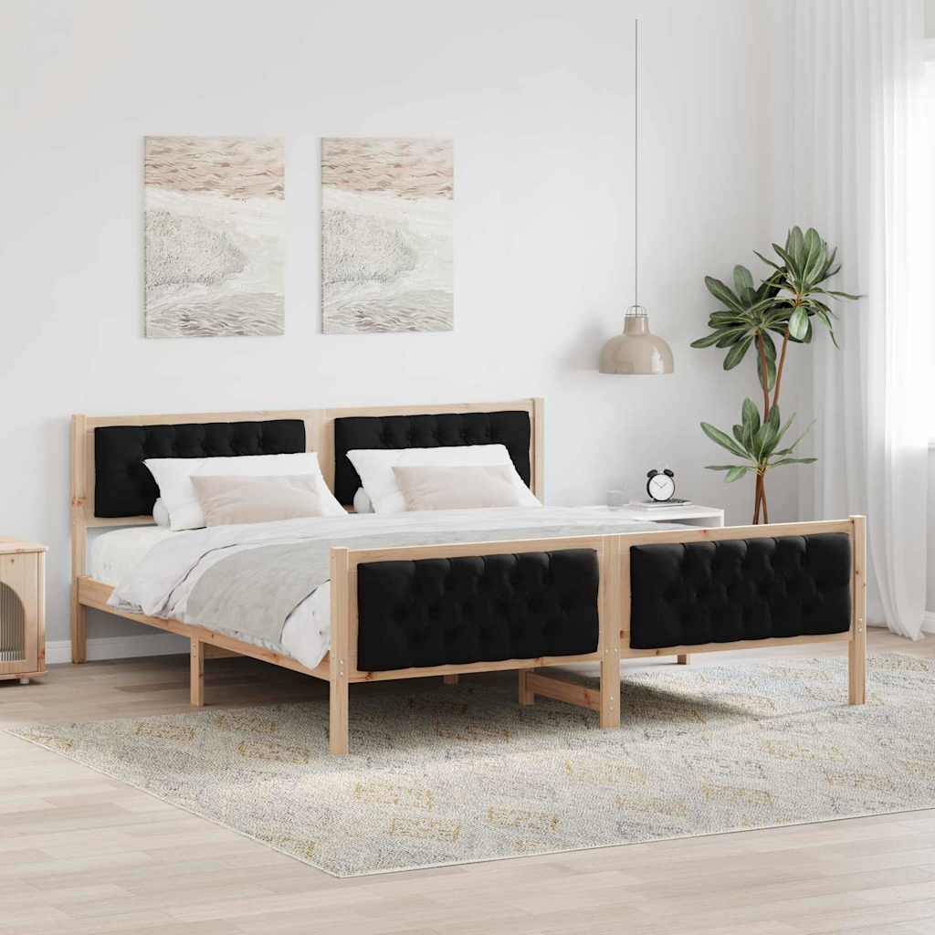 Bettrahmen Schwarz 180 x 200 cm Massives Kiefernholz
