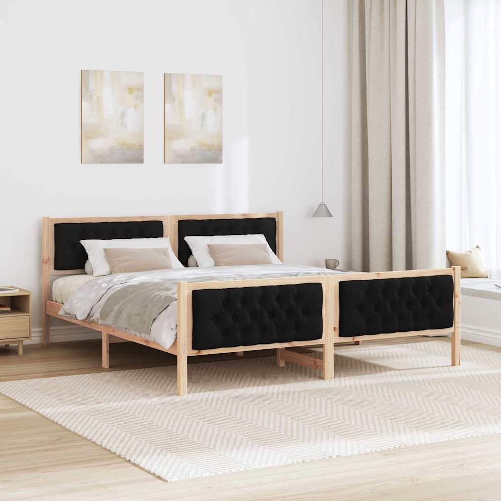 Bettrahmen Schwarz 180 x 200 cm Massives Kiefernholz