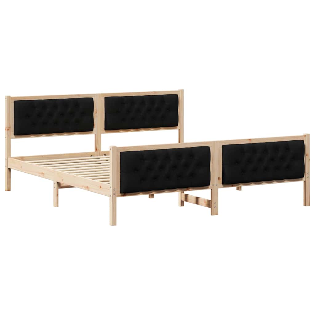 Bettrahmen Schwarz 180 x 200 cm Massives Kiefernholz