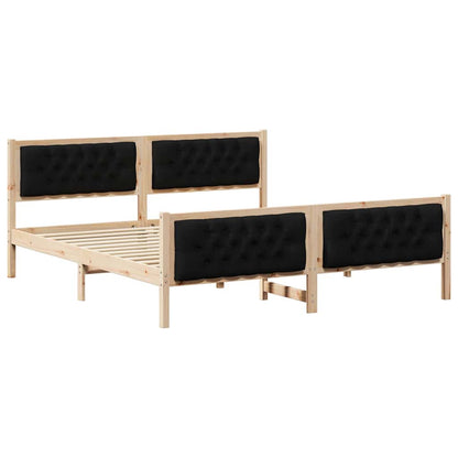 Bettrahmen Schwarz 180 x 200 cm Massives Kiefernholz