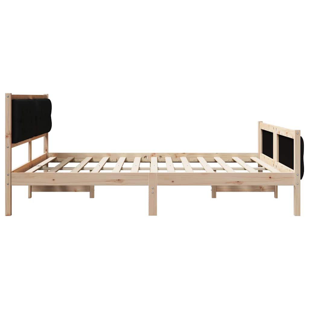 Bettrahmen Schwarz 180 x 200 cm Massives Kiefernholz