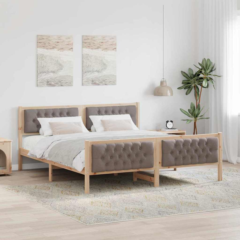 Bettrahmen mit Kopfteil Taupe 180 x 200 cm Massives Kiefernholz