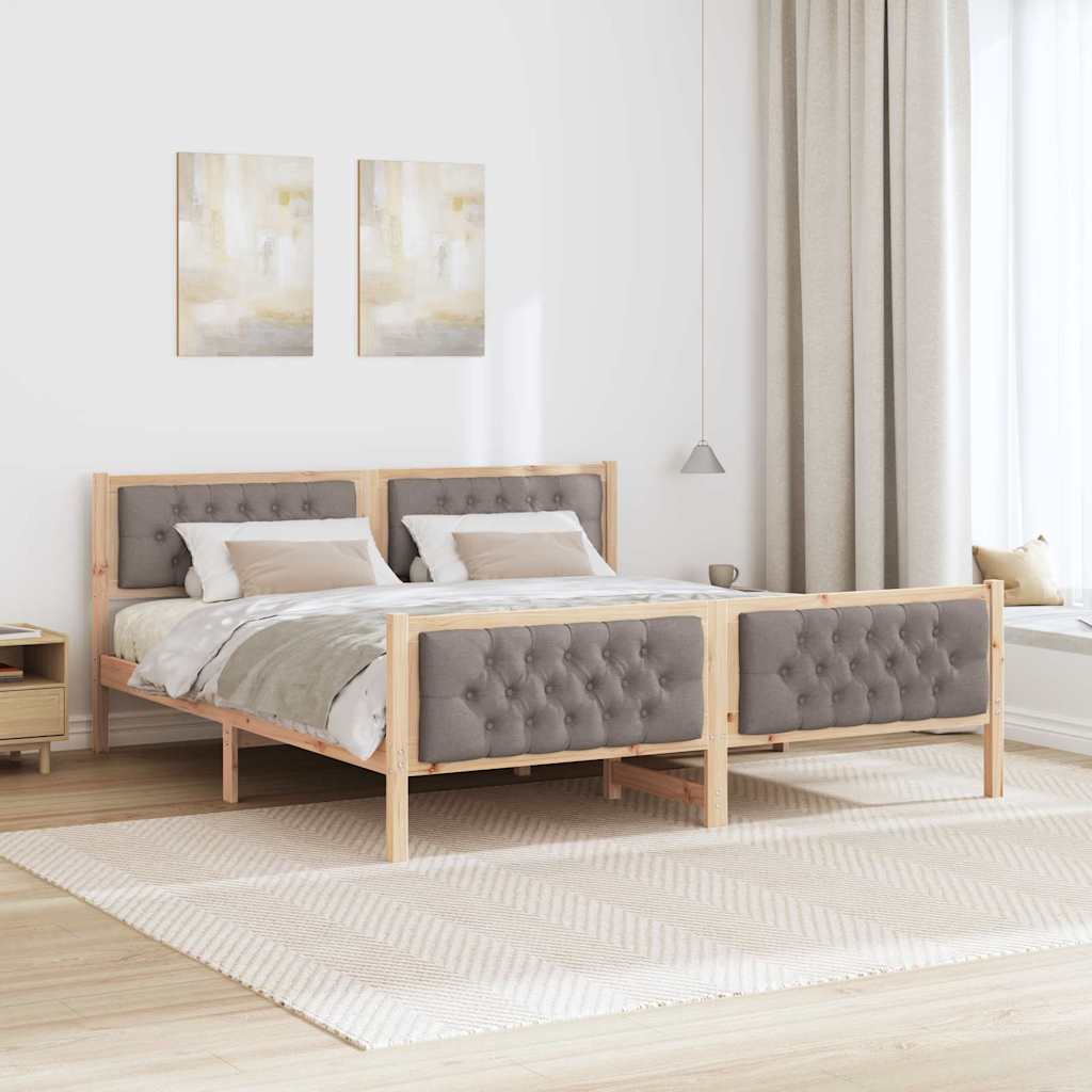 Bettrahmen mit Kopfteil Taupe 180 x 200 cm Massives Kiefernholz