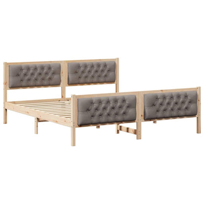 Bettrahmen mit Kopfteil Taupe 180 x 200 cm Massives Kiefernholz