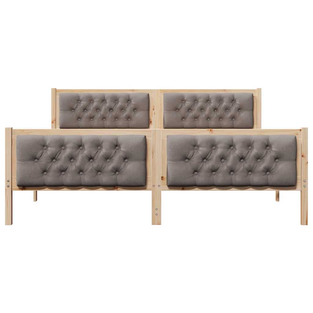 Bettrahmen mit Kopfteil Taupe 180 x 200 cm Massives Kiefernholz