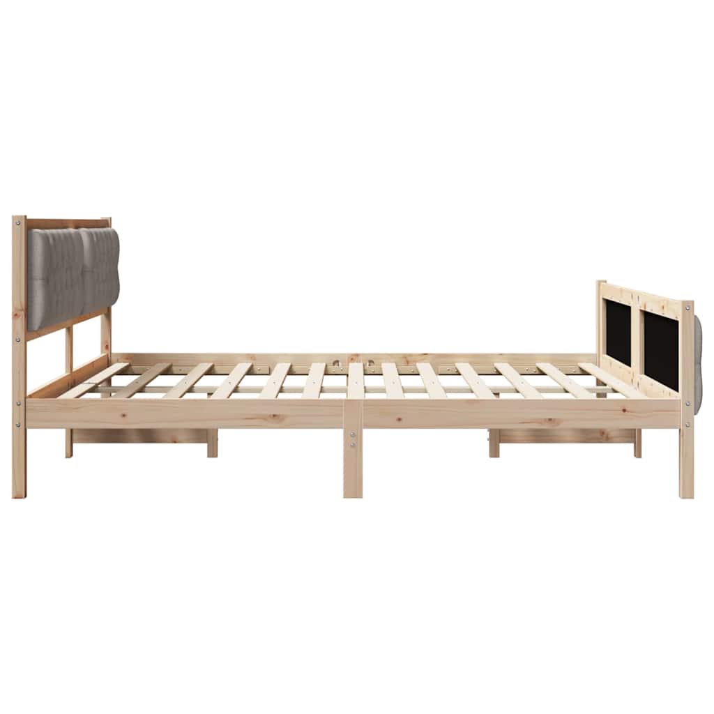 Bettrahmen mit Kopfteil Taupe 180 x 200 cm Massives Kiefernholz