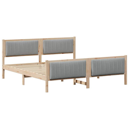 Bettgestell Braun und hellgrau 180 x 200 cm Massivholz Kiefer