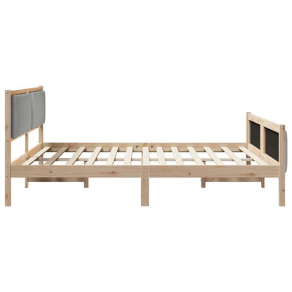 Bettgestell Braun und hellgrau 180 x 200 cm Massivholz Kiefer