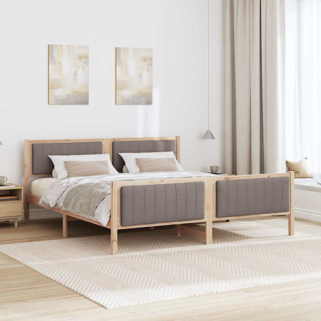 Bettgestell Braun und Taupe 180 x 200 cm Massivholz Kiefer
