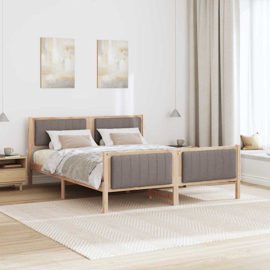 Bettgestell Braun und Taupe 160 x 200 cm Massivholz Kiefer