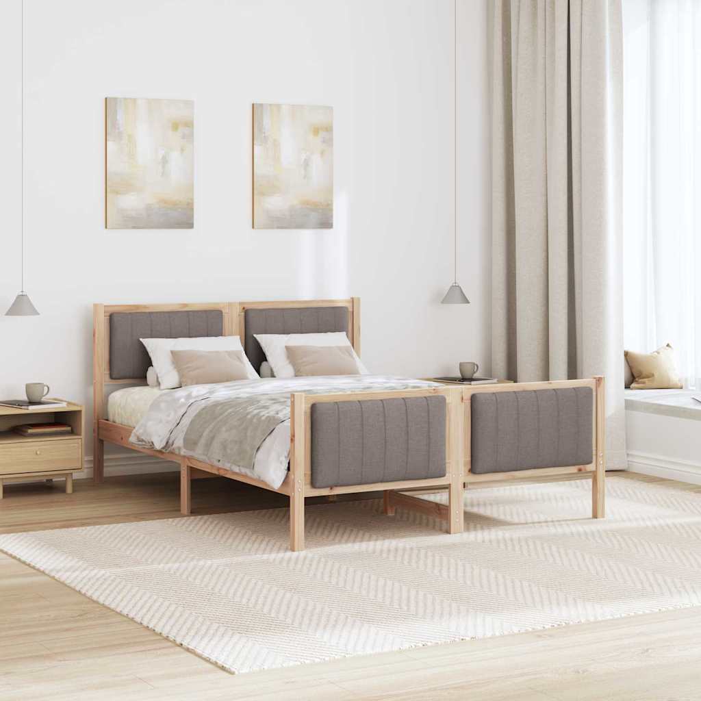 Bettgestell Braun und Taupe 140 x 190 cm Massivholz Kiefer
