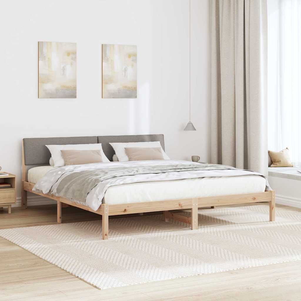 Bettgestell Braun und Taupe 200 x 200 cm Massivholz Kiefer