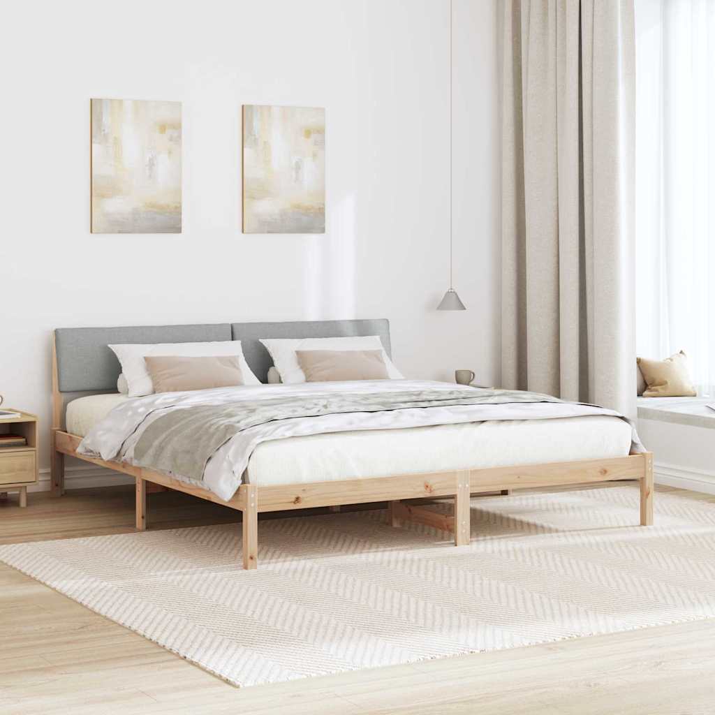Bettgestell Braun und hellgrau 180 x 200 cm Massivholz Kiefer