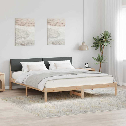 Bettgestell Braun und Dunkelgrau 180 x 200 cm Massivholz Kiefer