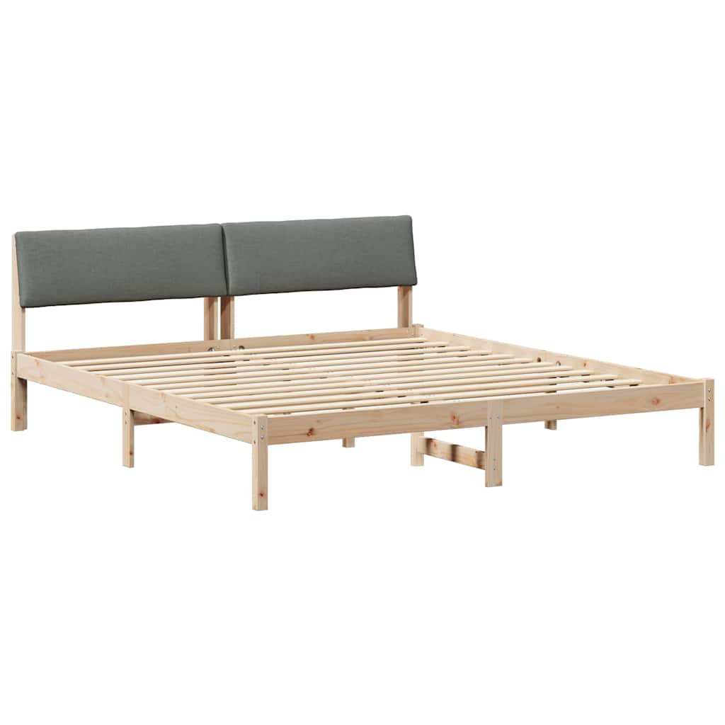 Bettgestell Braun und Dunkelgrau 180 x 200 cm Massivholz Kiefer