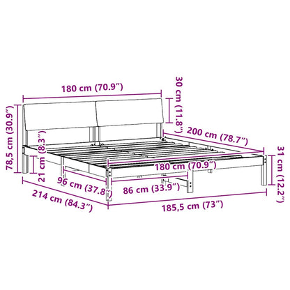 Bettgestell Braun und Schwarz 180 x 200 cm Massivholz Kiefer