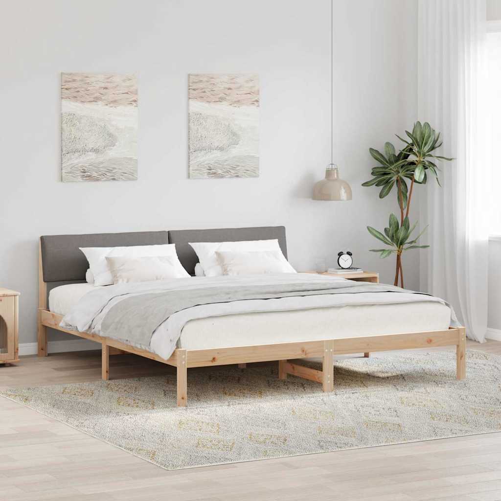 Bettgestell Braun und Taupe 180 x 200 cm Massivholz Kiefer