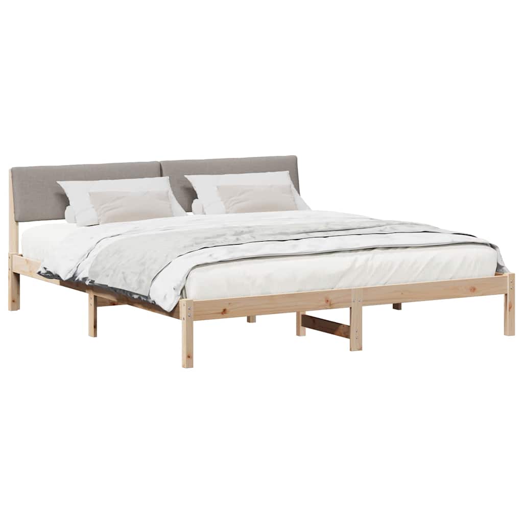 Bettgestell Braun und Taupe 180 x 200 cm Massivholz Kiefer