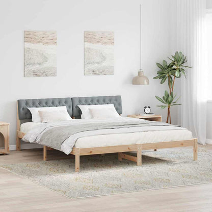 Bettgestell Braun und hellgrau 180 x 200 cm Massivholz Kiefer
