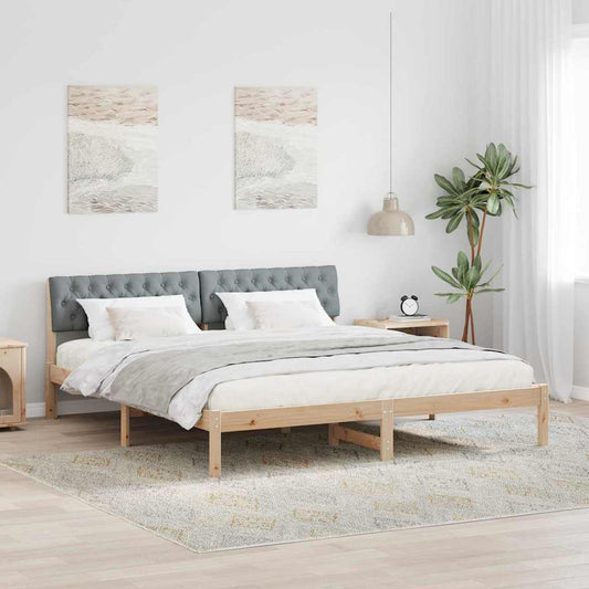 Bettgestell Braun und hellgrau 180 x 200 cm Massivholz Kiefer