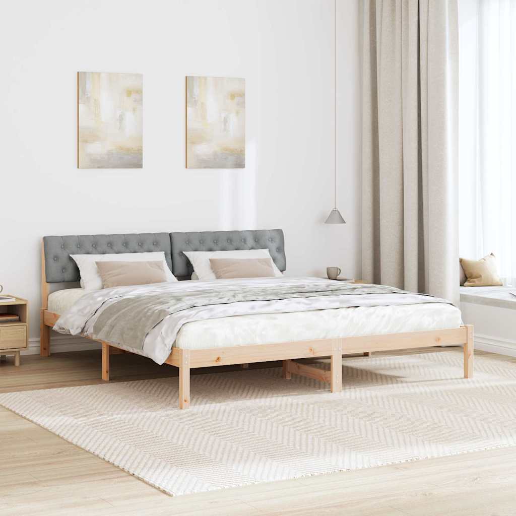 Bettgestell Braun und hellgrau 180 x 200 cm Massivholz Kiefer