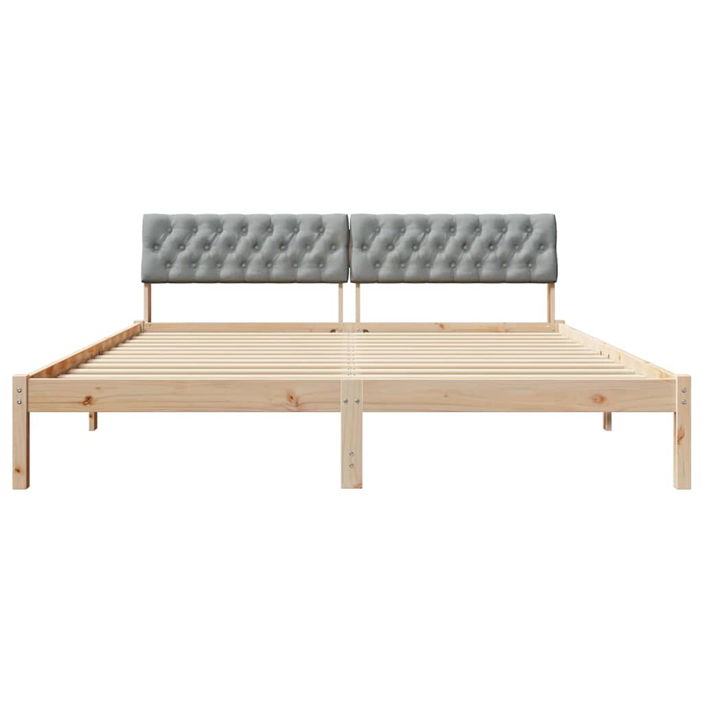 Bettgestell Braun und hellgrau 180 x 200 cm Massivholz Kiefer
