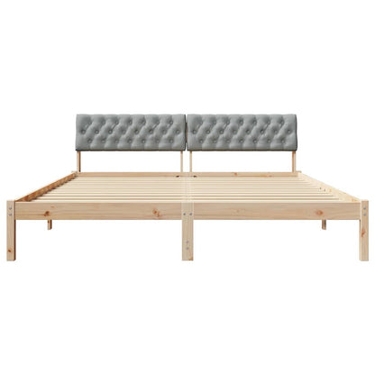 Bettgestell Braun und hellgrau 180 x 200 cm Massivholz Kiefer