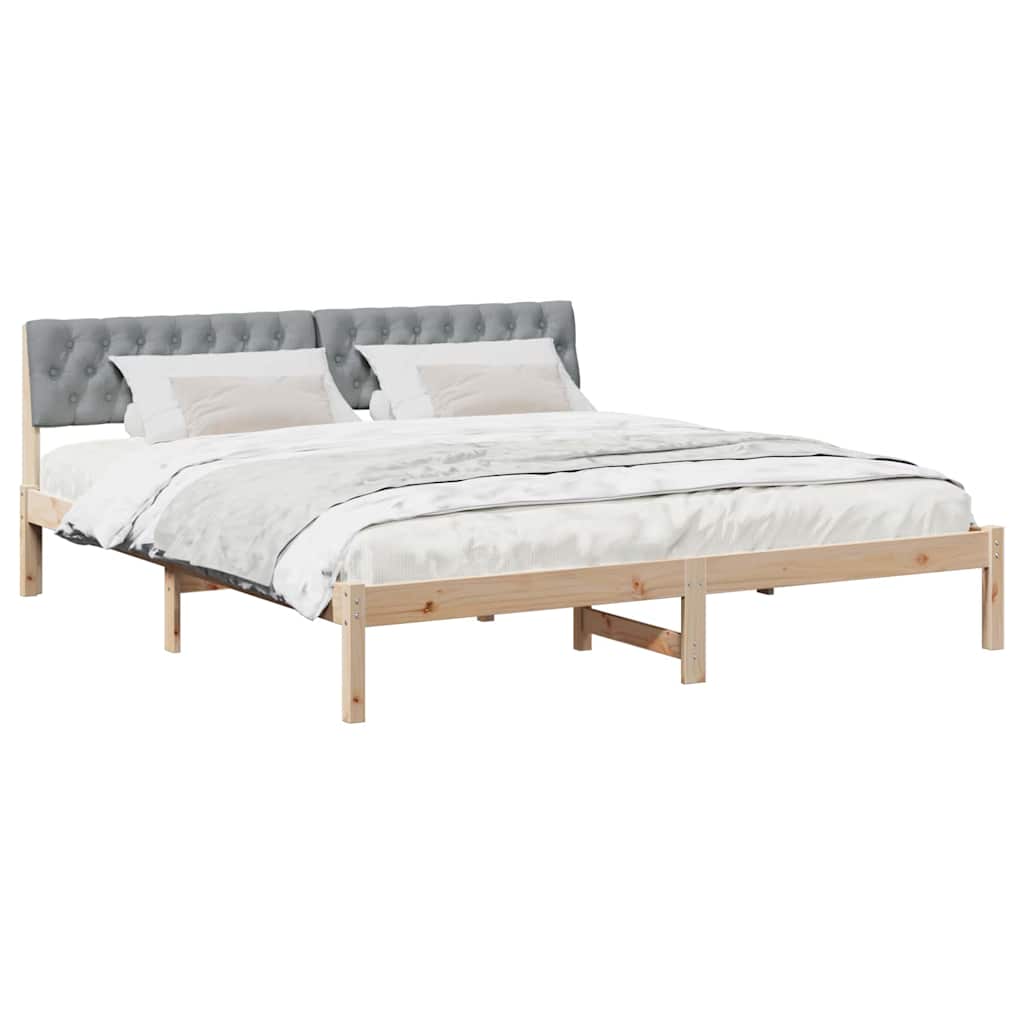 Bettgestell Braun und hellgrau 180 x 200 cm Massivholz Kiefer