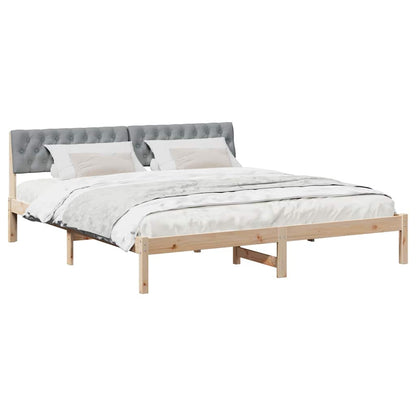 Bettgestell Braun und hellgrau 180 x 200 cm Massivholz Kiefer