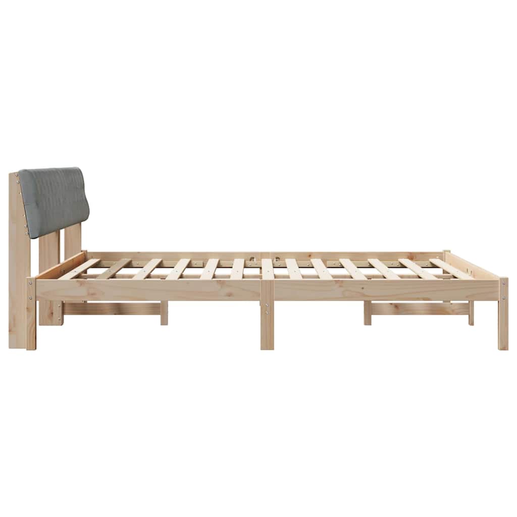 Bettgestell Braun und hellgrau 180 x 200 cm Massivholz Kiefer