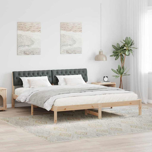 Bettgestell Braun und Dunkelgrau 180 x 200 cm Massivholz Kiefer