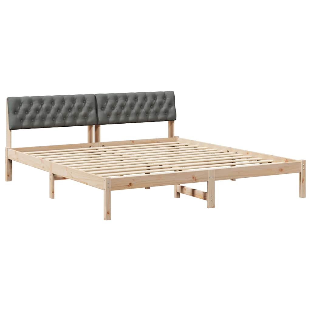 Bettgestell Braun und Dunkelgrau 180 x 200 cm Massivholz Kiefer